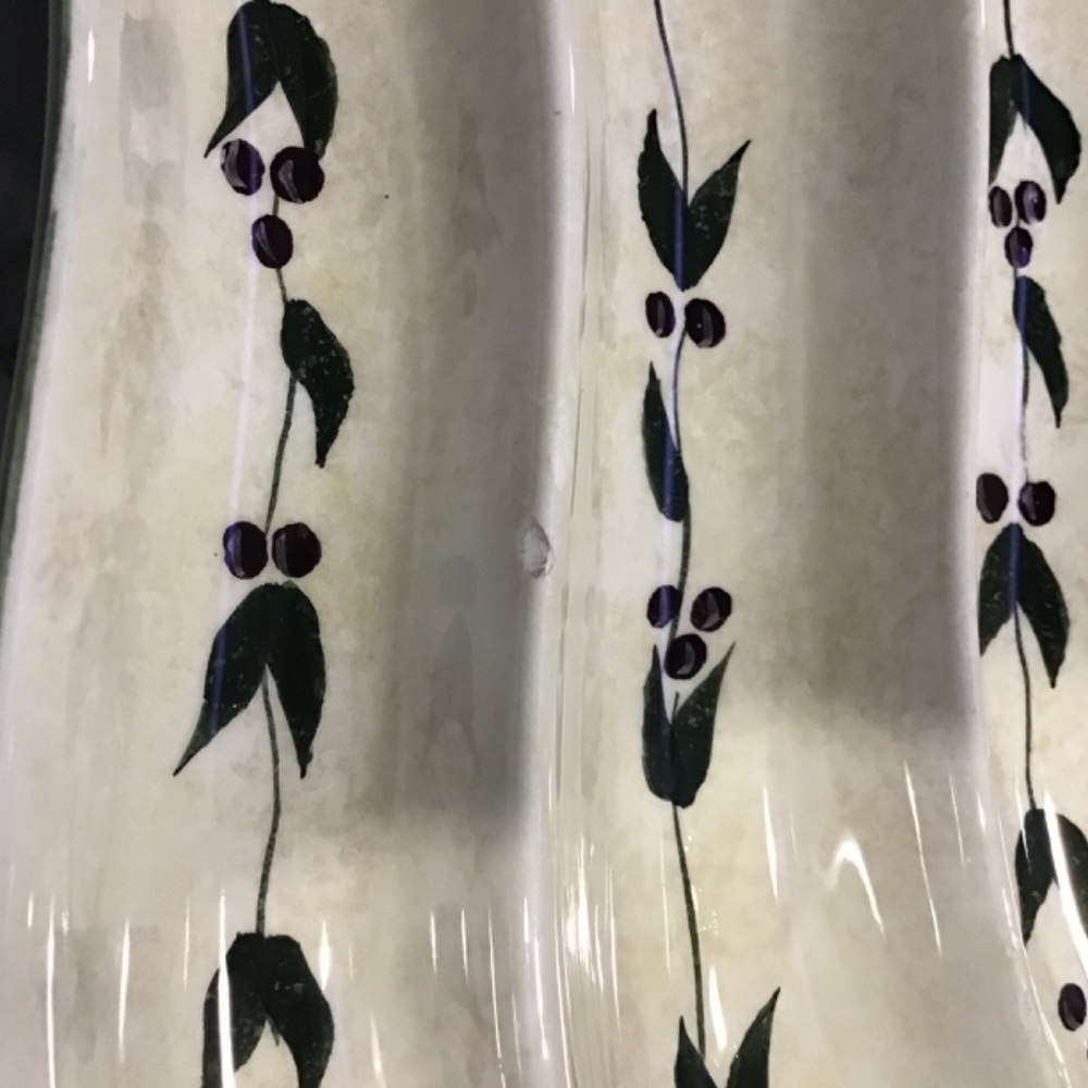 Vintage Oneida Oliveto Olive Hand Painted Three Sections Platter Tray 7 1/4‎ - Picture 3 of 5